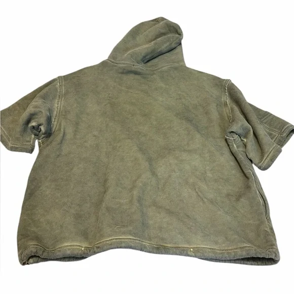 Free People We The Free Olive Short Sleeve Oversized Slouchy Hoodie XS - Picture 2 of 6